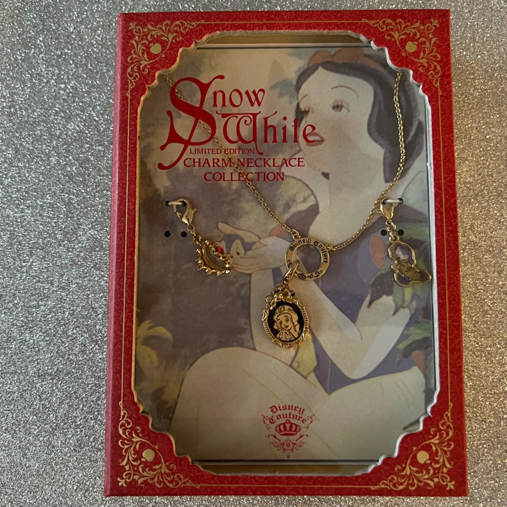 RARE Disney Couture Snow White charm necklace gold
